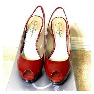 New Red Tortoise Open Toe Heels